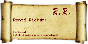 Rontó Richárd névjegykártya